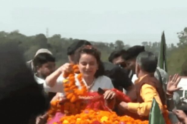 Actor-turned-politician and BJP's candidate from Himachal Pradesh Kangana Ranaut holds roadshow in Mandi | India News