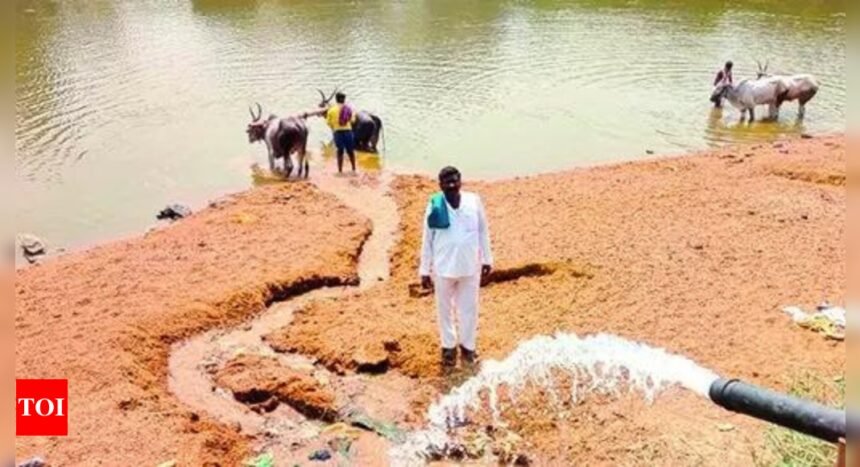 In drought-hit K’taka, farmer pumps water from own well into dry river | India News