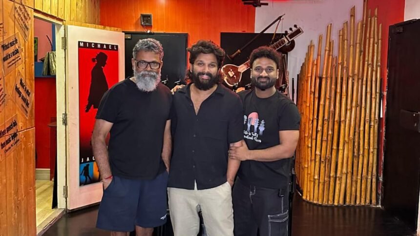 ‘Pushpa 2’: Allu Arjun shares photo with Sukumar, Devi Sri Prasad from music recording session