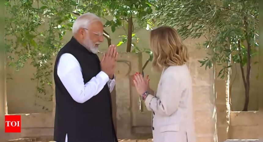 Namaste greetings: PM Modi meets Italy PM Meloni at G7 Summit | India News