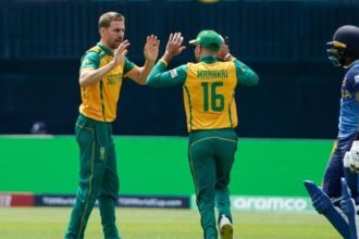 Nortje`s 4-7 sets up South Africa’s tricky six-wicket win over Sri Lanka