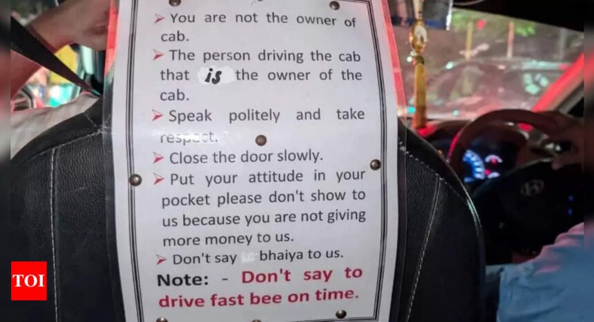 'Put your attitude in your pockets,' 'don't call us bhaiya': Cab driver lists rules for passengers goes viral | India News