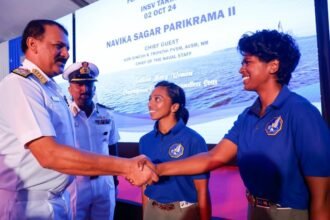 Two Indian Navy women sail out for second global circumnavigation expedition