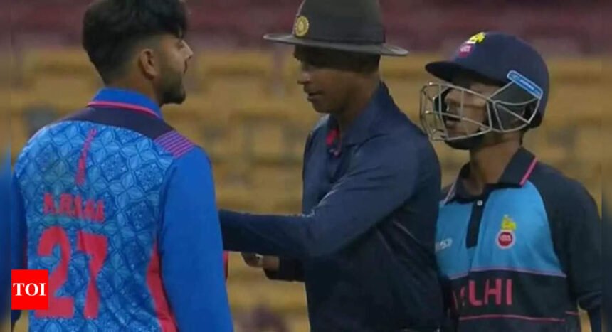 Nitish Rana-Ayush Badoni engage in a heated exchange during Syed Mushtaq Ali Trophy quarter-final. Watch | Cricket News